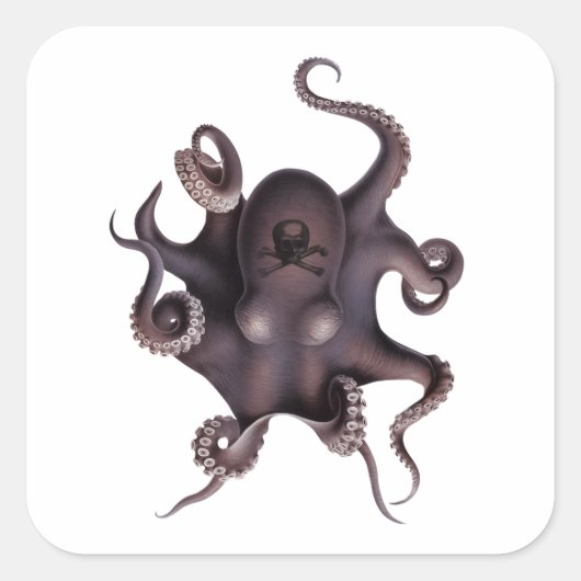 Lila Oktopus Quadratischer Aufkleber (Vorderseite)