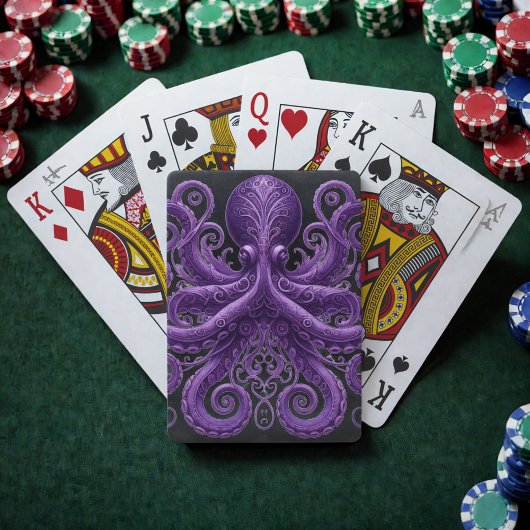 Lila Oktopus viktorianischer Steampunk Kraken Spielkarten