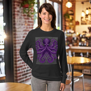 Lila Oktopus viktorianischer Steampunk Kraken  T-Shirt