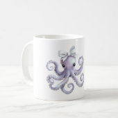 Lila Oktopus Weiße Schleife Kaffeetasse (Vorderseite Links)