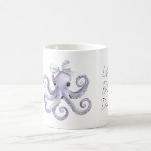Lila Oktopus Weiße Schleife Kaffeetasse