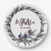 Lila Olivenbaum Pappteller (Vorderseite)