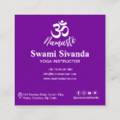 Lila Om (Om) HIndu Meditation Symbol Quadratische Visitenkarte (Rückseite)