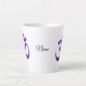 Lila Om Symbol, Name, 12oz oder 17oz Latte Tasse (Vorderseite)