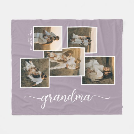 Lila Oma Großkind 5 FotoCollage Fleecedecke (Vorderseite (Horizontal))
