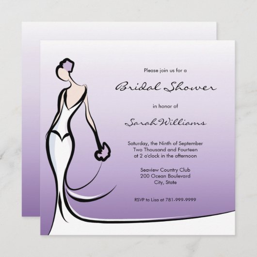 Lila Ombre Brautparty-Einladungen Einladung (Vorne/Hinten)