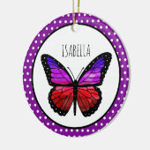Lila Ombre Butterfly Polka Dot Personalisiert Keramik Ornament (Links)