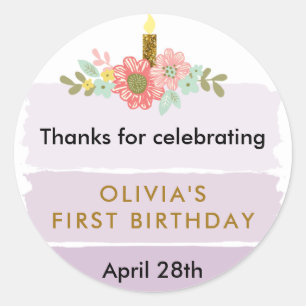 Lila Ombre Cake Geburtstag Circle Favor Tag Runder Aufkleber