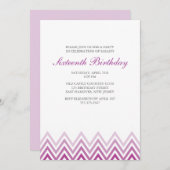 Lila Ombre Chevrons Geburtstag Einladung (Vorne/Hinten)