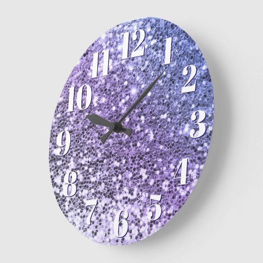 Lila Ombre Chunky Glitzer Große Wanduhr (Winkel)