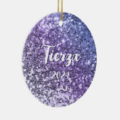 Lila Ombre Chunky Glitzer Personalisiert Keramik Ornament (Rechts)