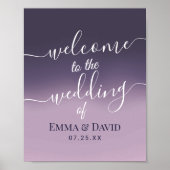 Lila Ombre Elegant Wedding Welcome Poster (Vorne)