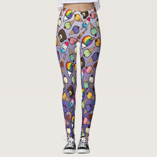 Lila Ombre Frosty Leckereien Leggings (Vorderseite)