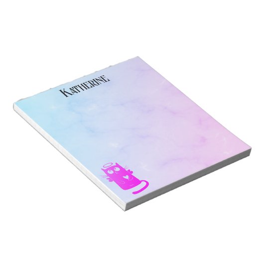 Lila Ombre Funny Angel Cat Notizblock (angewinkelt)