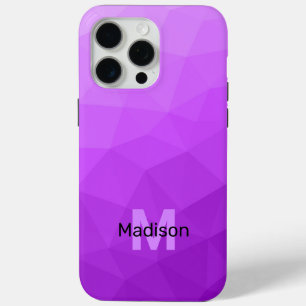 Lila Ombre geometrisches Mesh-Muster Monogramm Case-Mate iPhone Hülle