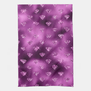 Lila Ombre Glam Glitter Diamanten Muster Geschirrtuch