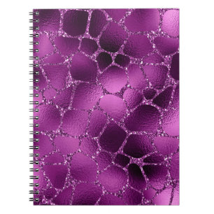 Lila Ombre Glam Glitter Giraffenflecken Muster Notizblock