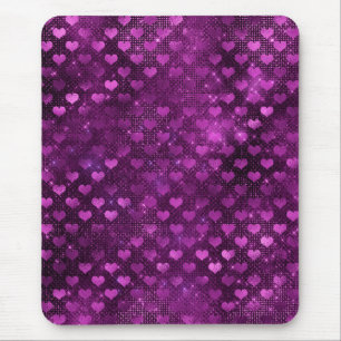 Lila Ombre Glam Glitter Herzen Muster Mousepad