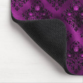 Lila Ombre Glam Glitzer Damask Muster Mousepad (Ecke)