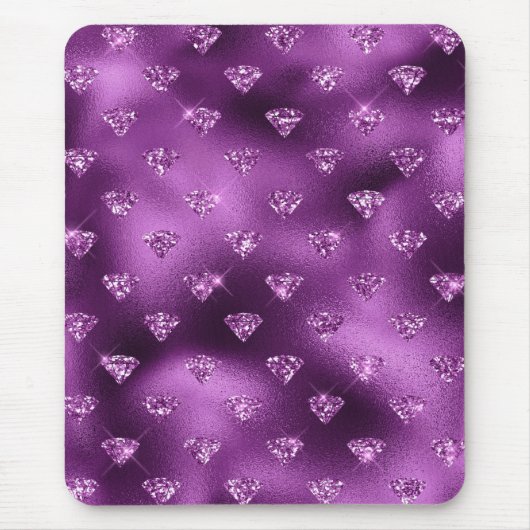 Lila Ombre Glam Glitzer Diamonds Pattern Mousepad (Vorne)