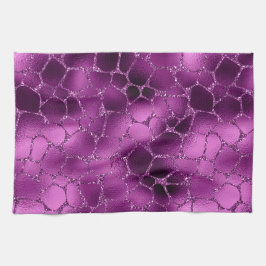 Lila Ombre Glam Glitzer Giraffe Spots Muster Geschirrtuch