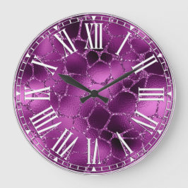 Lila Ombre Glam Glitzer Giraffe Spots Muster Große Wanduhr