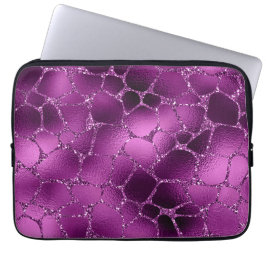 Lila Ombre Glam Glitzer Giraffe Spots Muster Laptopschutzhülle