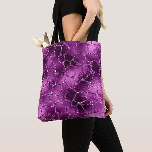 Lila Ombre Glam Glitzer Giraffe Spots Muster Tasche (Von Nahem)