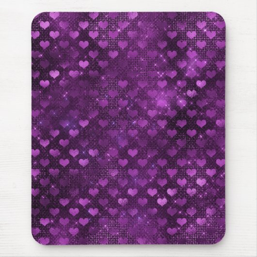 Lila Ombre Glam Glitzer Herzmuster Mousepad (Vorne)