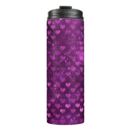 Lila Ombre Glam Glitzer Herzmuster Thermosbecher