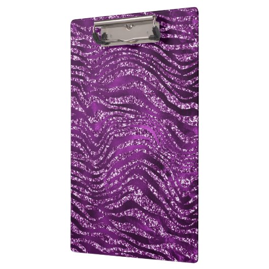 Lila Ombre Glam Glitzer Tiger Streifen Muster Klemmbrett (Links)