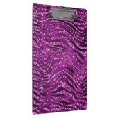 Lila Ombre Glam Glitzer Tiger Streifen Muster Klemmbrett (Rechts)