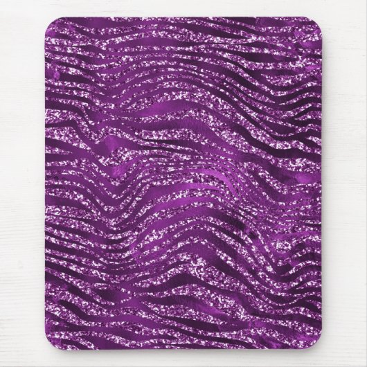 Lila Ombre Glam Glitzer Tiger Streifen Muster Mousepad (Vorne)