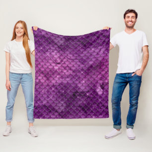 Lila Ombre Glam Meerjungfrau Schuppen Muster Fleecedecke