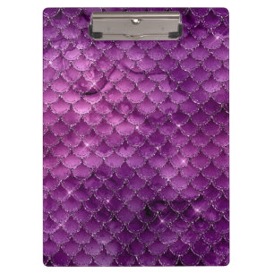 Lila Ombre Glam Mermaid Scales Muster Klemmbrett