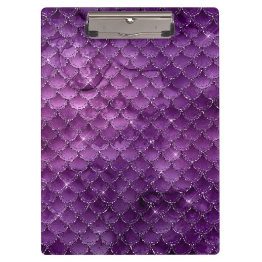 Lila Ombre Glam Mermaid Scales Muster Klemmbrett (Vorderseite)