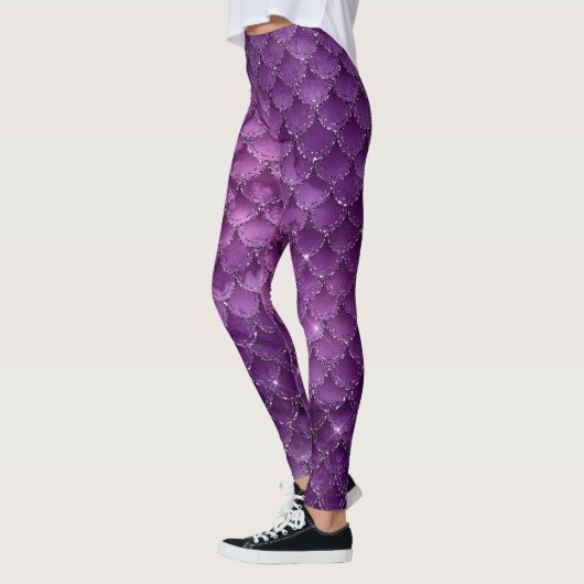 Lila Ombre Glam Mermaid Scales Muster Leggings (Links)