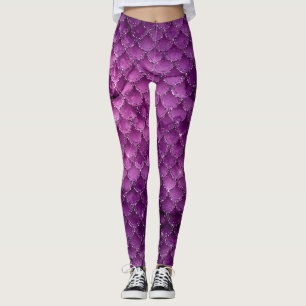 Lila Ombre Glam Mermaid Scales Muster Leggings