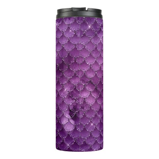 Lila Ombre Glam Mermaid Scales Muster Thermosbecher (Rückseite)