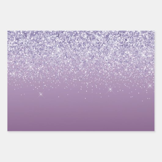 Lila Ombre-Glitzer Geschenkpapier Set (Vorderseite)