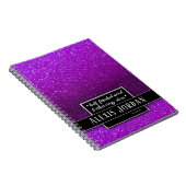 Lila Ombre Glitzer Glitzern Schwarz-weiß Monogram Notizblock (Rechte Seite)