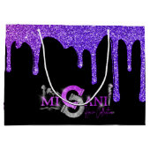 Lila Ombre Glitzer-Tropfen für das Schwarze Firmen Große Geschenktüte (Rückseite)