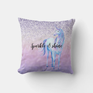 Lila Ombre Glitzer Unicorn Kissen