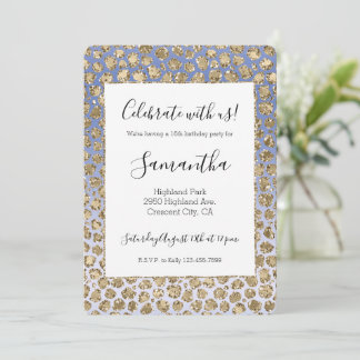 Lila Ombre Gold Glitzer Glitz Leopard Print Einladung