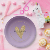 Lila Ombre Gold Glitzer Herz Pappteller (Party)