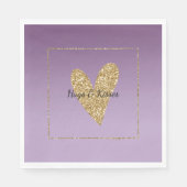 Lila Ombre Gold Glitzer Herz Serviette (Vorderseite)