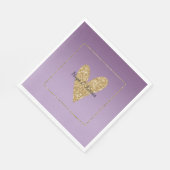 Lila Ombre Gold Glitzer Herz Serviette (Ecke)