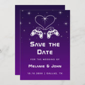 Lila Ombre Gradient Gamer Nerdy Geek Niedlich Save The Date (Vorne/Hinten)