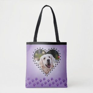 Lila Ombre Heart Paw druckt benutzerdefinierte Dog Tasche