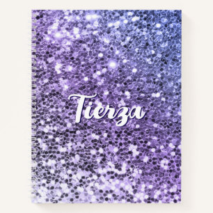Lila Ombre Klarglitzer personalisiert Notizblock